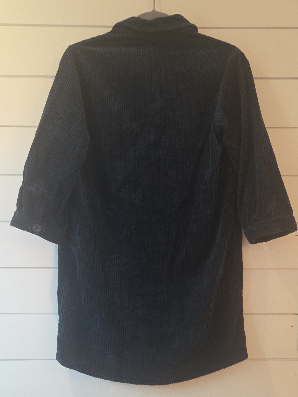 Sessun- Casual Corduroy Button-Up Mini Shirt Dress - Dark Green Size M - Picture 5 of 7